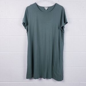 J Crew Short-sleeve T-shirt Dress Green Knee Length Crew Neck Size Large